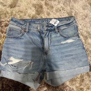 American Eagle Outfitters Light Blue Distressed Jean Shorts